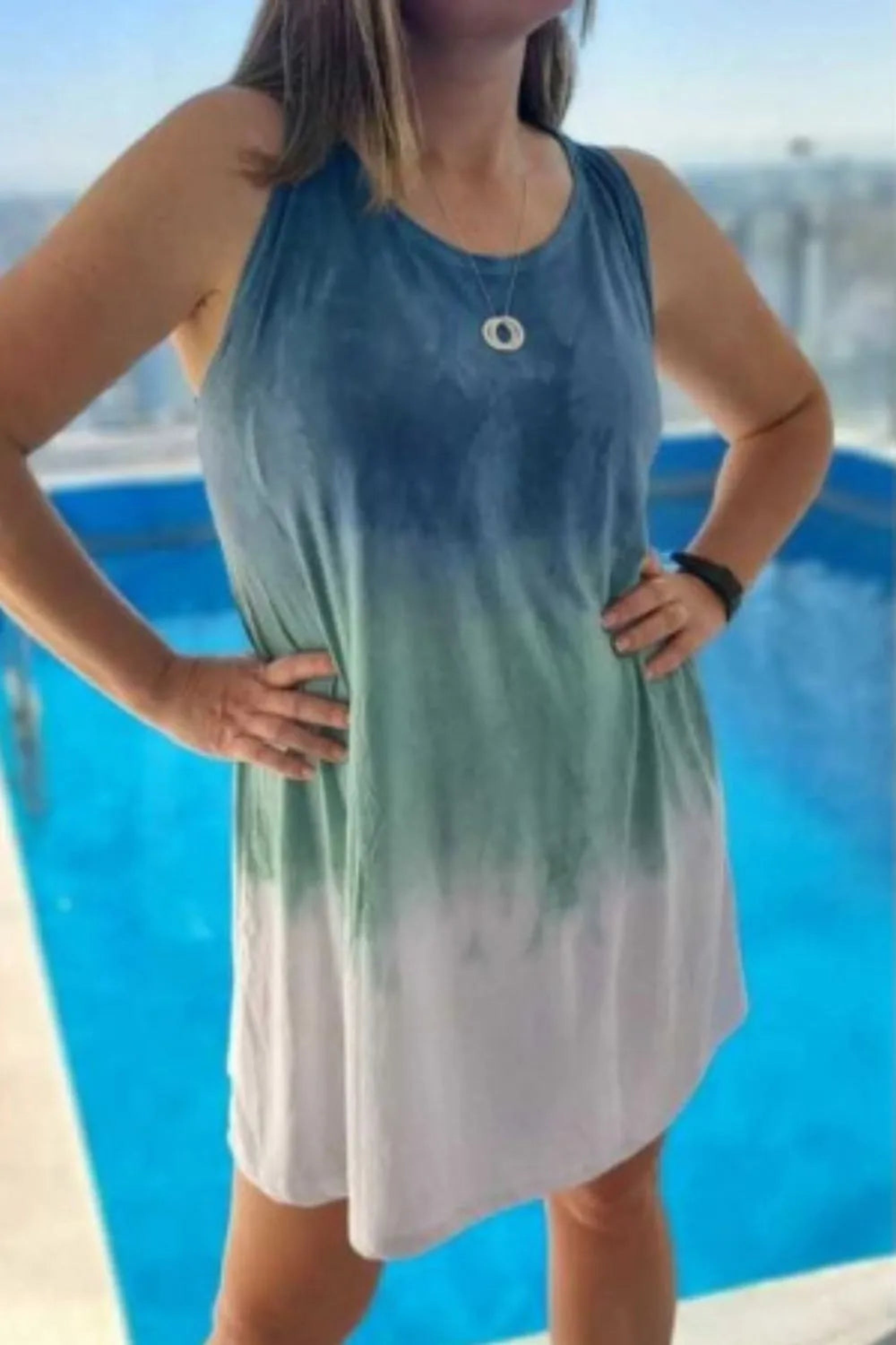 Full Size Tie-Dye Sleeveless Mini Tank Dress