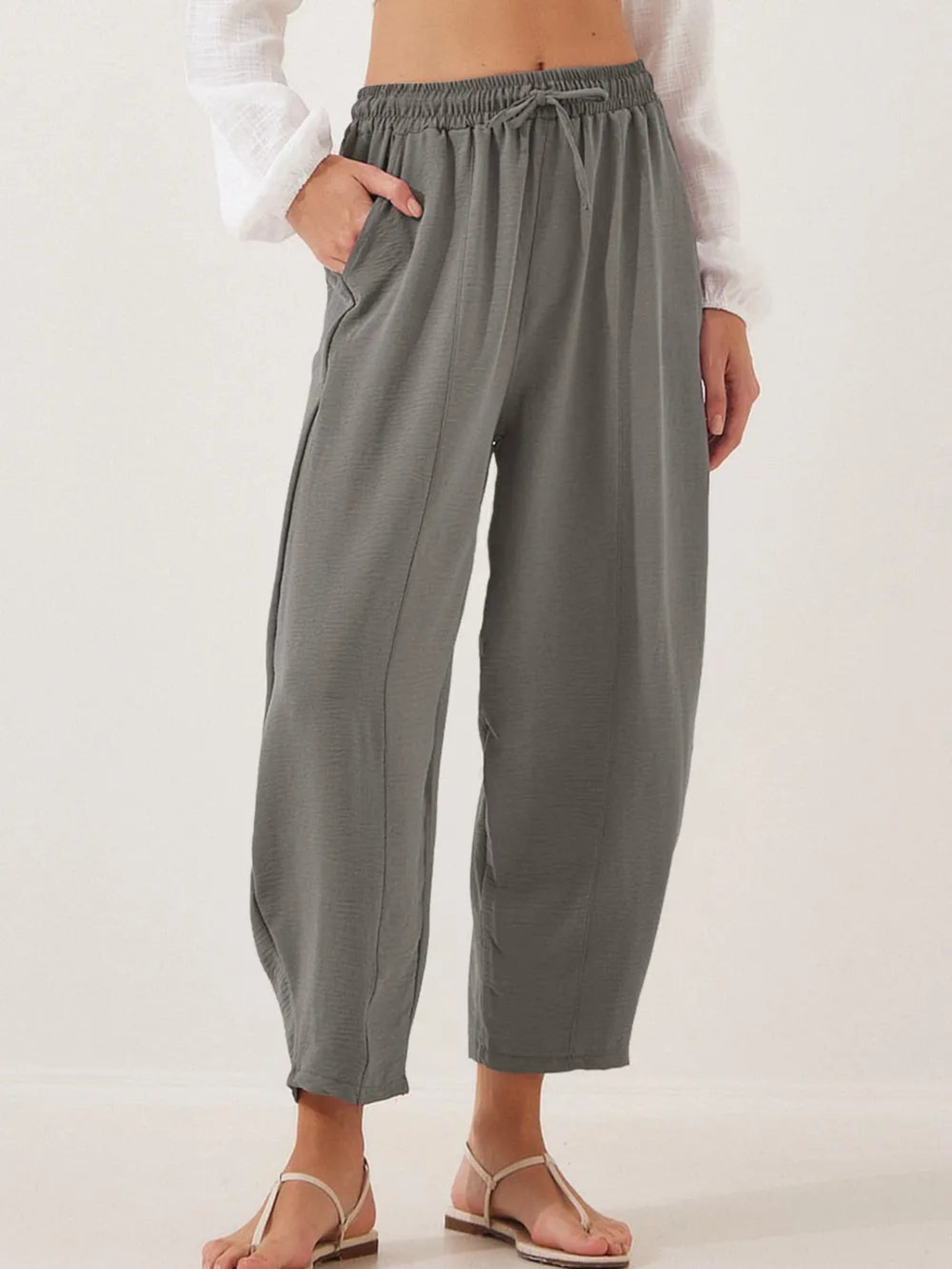 Full Size Drawstring Cropped Jogger Pants Plus Size