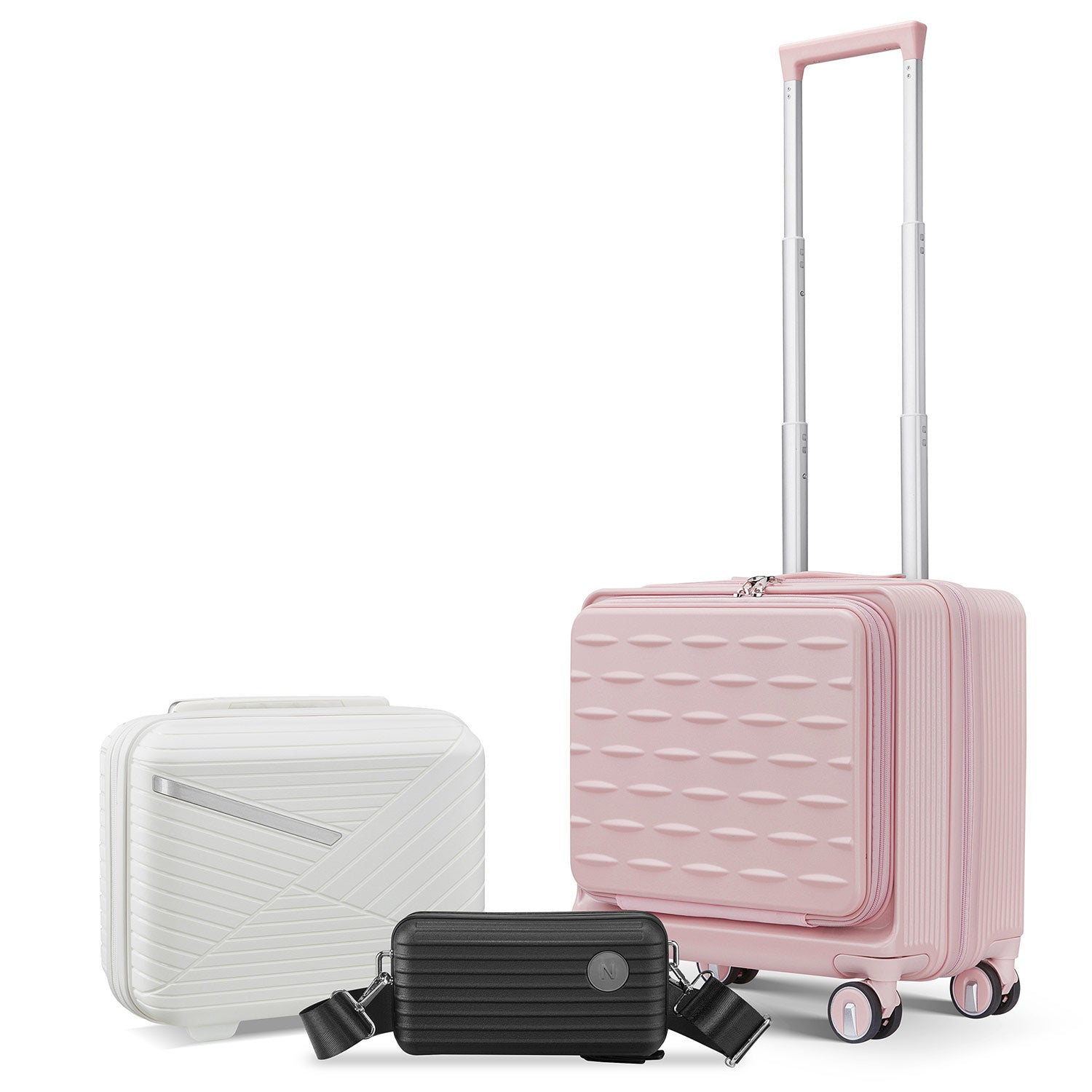 Pink Carry On Luggage with Front Open Door and Laptop Interlayer