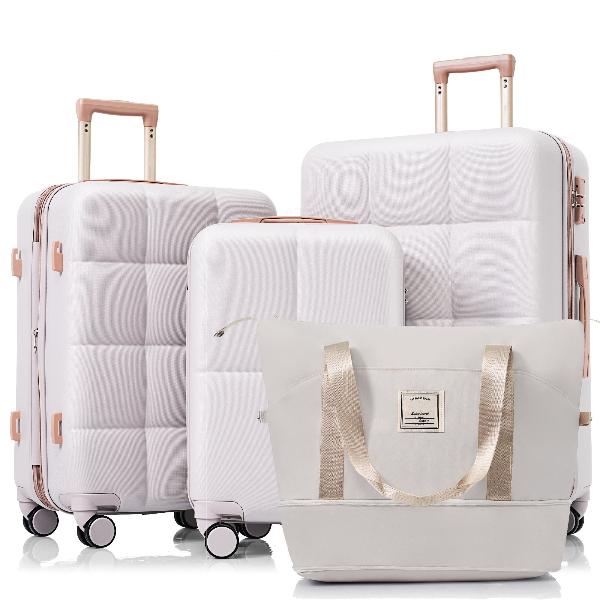 Luggage Sets 4 Piece, 20-inch with USB Port, Expandable ABS Durable