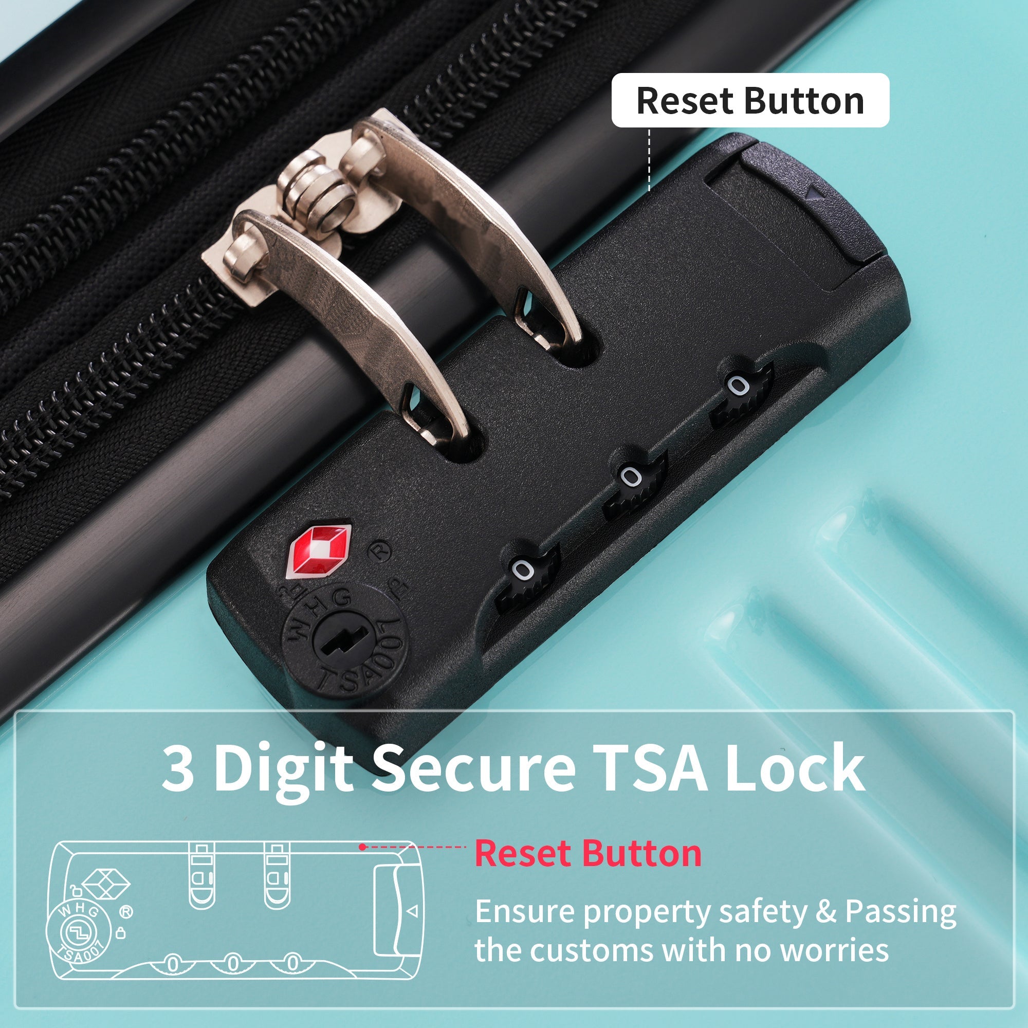 Three Piece Blue Gradient Color Expandable Suitcase with Spinner Wheels and TSA Lock