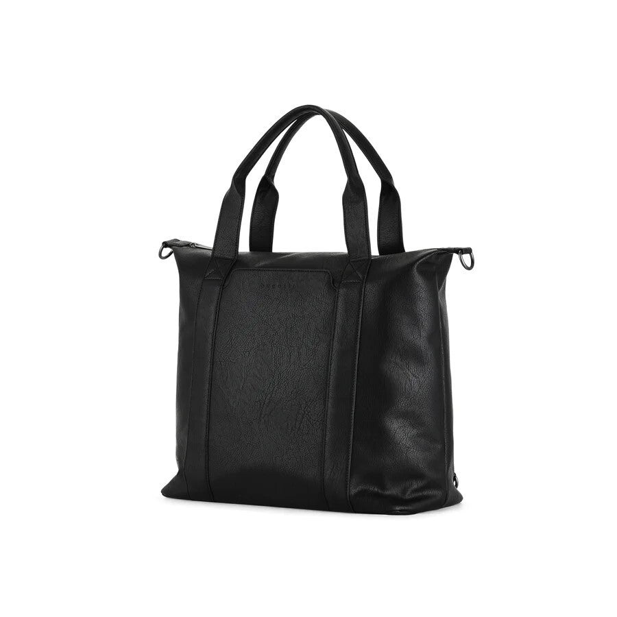 Black tote bag on a white background