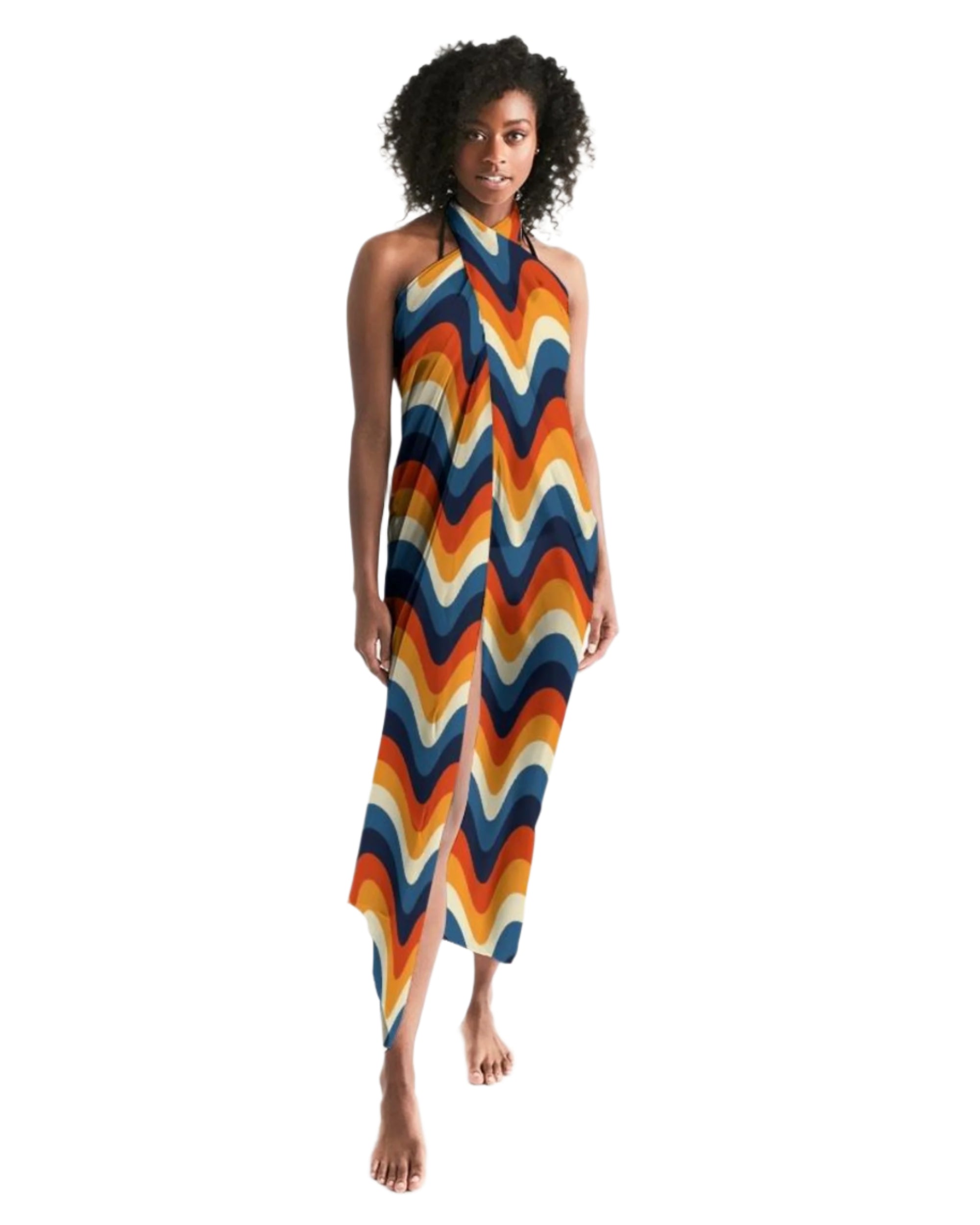 Sheer Geometric Multicolor Swimsuit Sarong