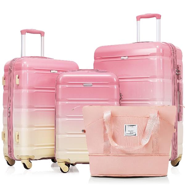 Luggage Sets 4 Piece, 20-inch with USB Port, Expandable ABS Durable