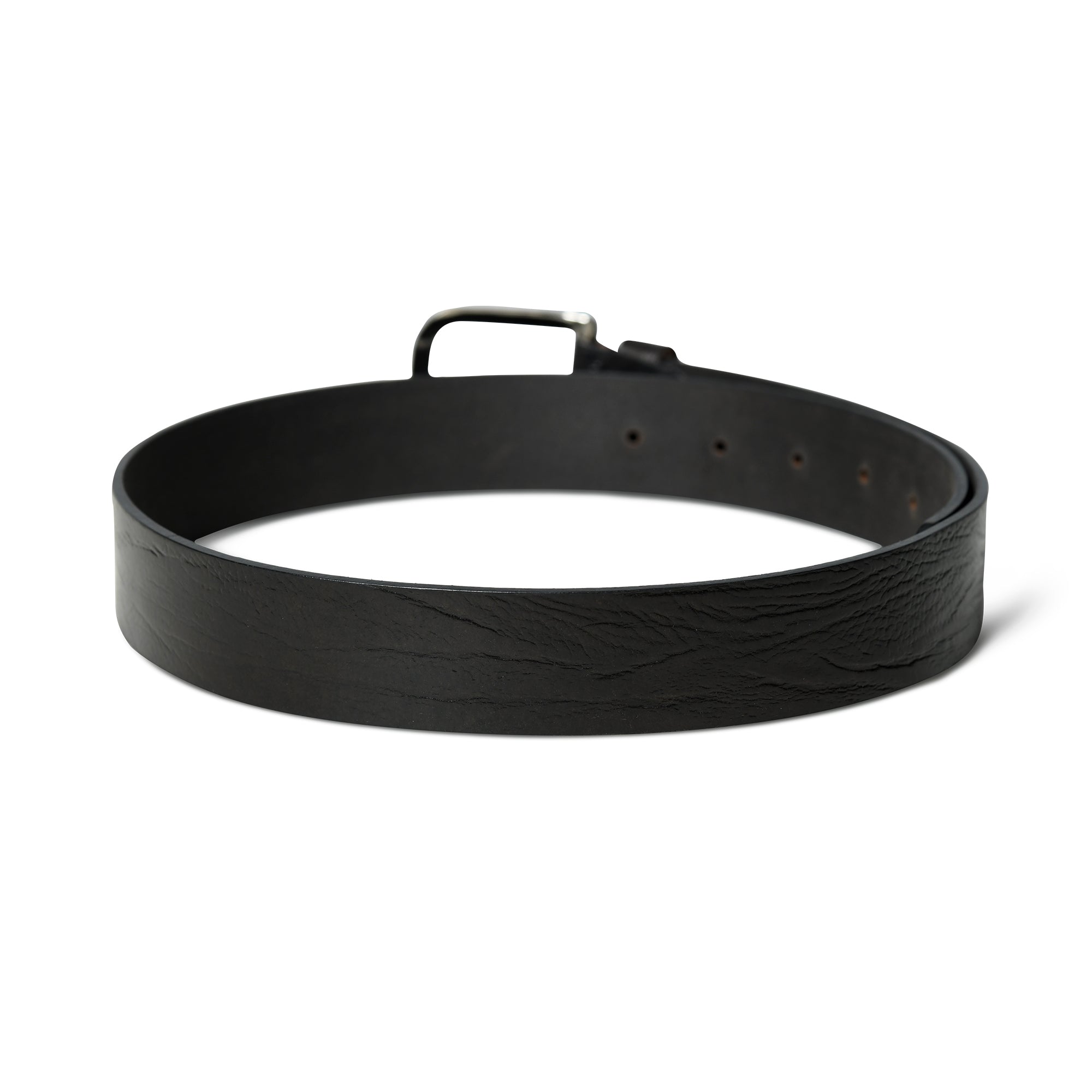 Black leather belt on a white background