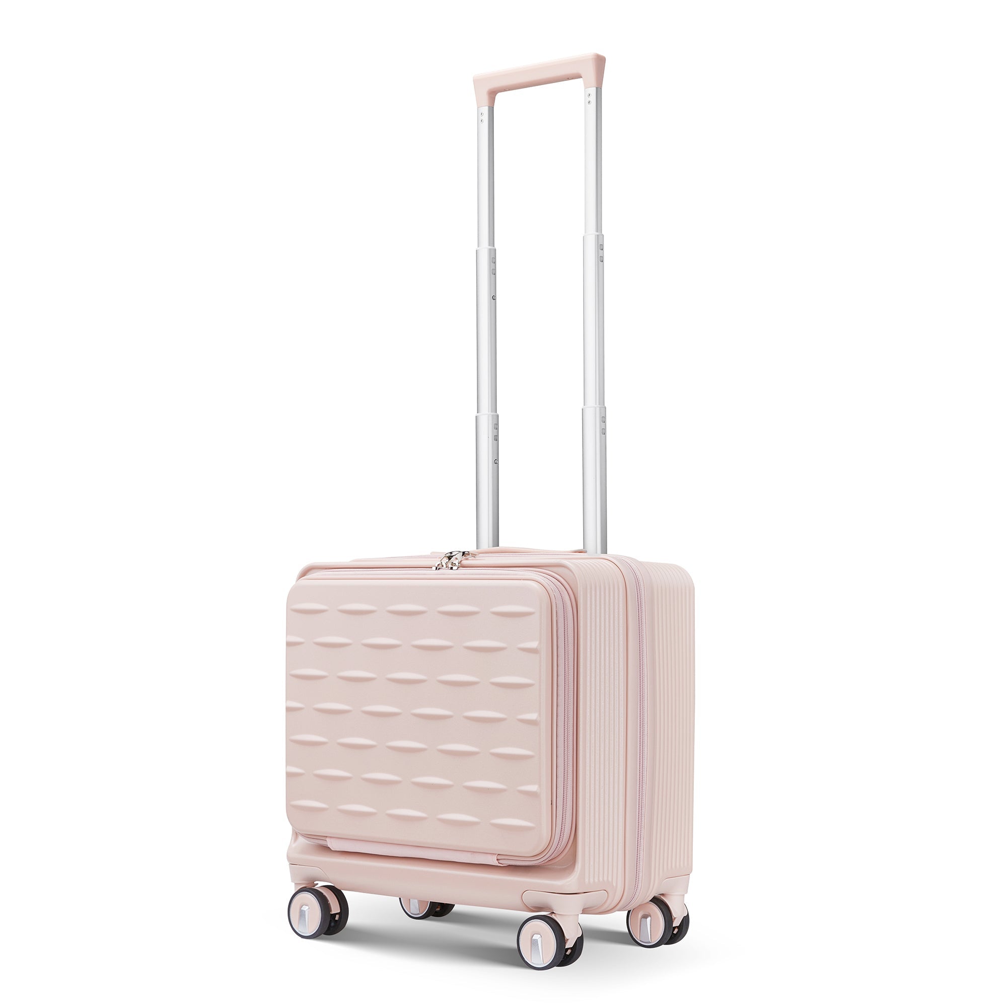 Pink Carry On Luggage with Front Open Door and Laptop Interlayer