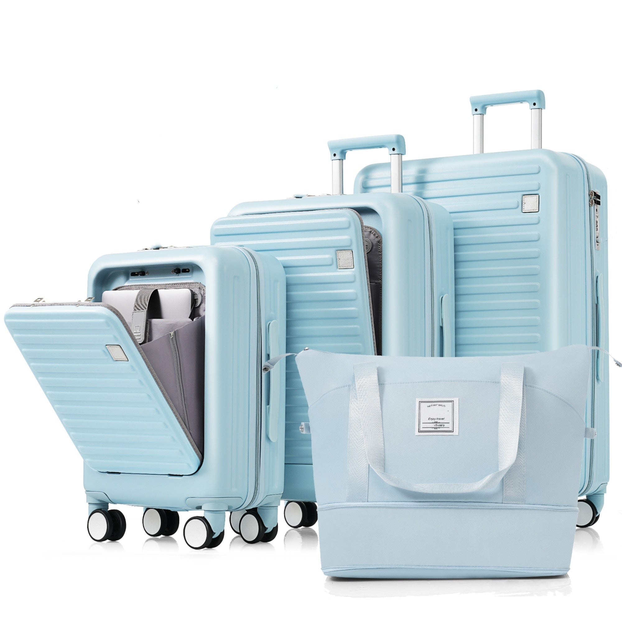 Luggage Set of 4, 20, 24, 28inch with USB Port, 20, 24inch with front