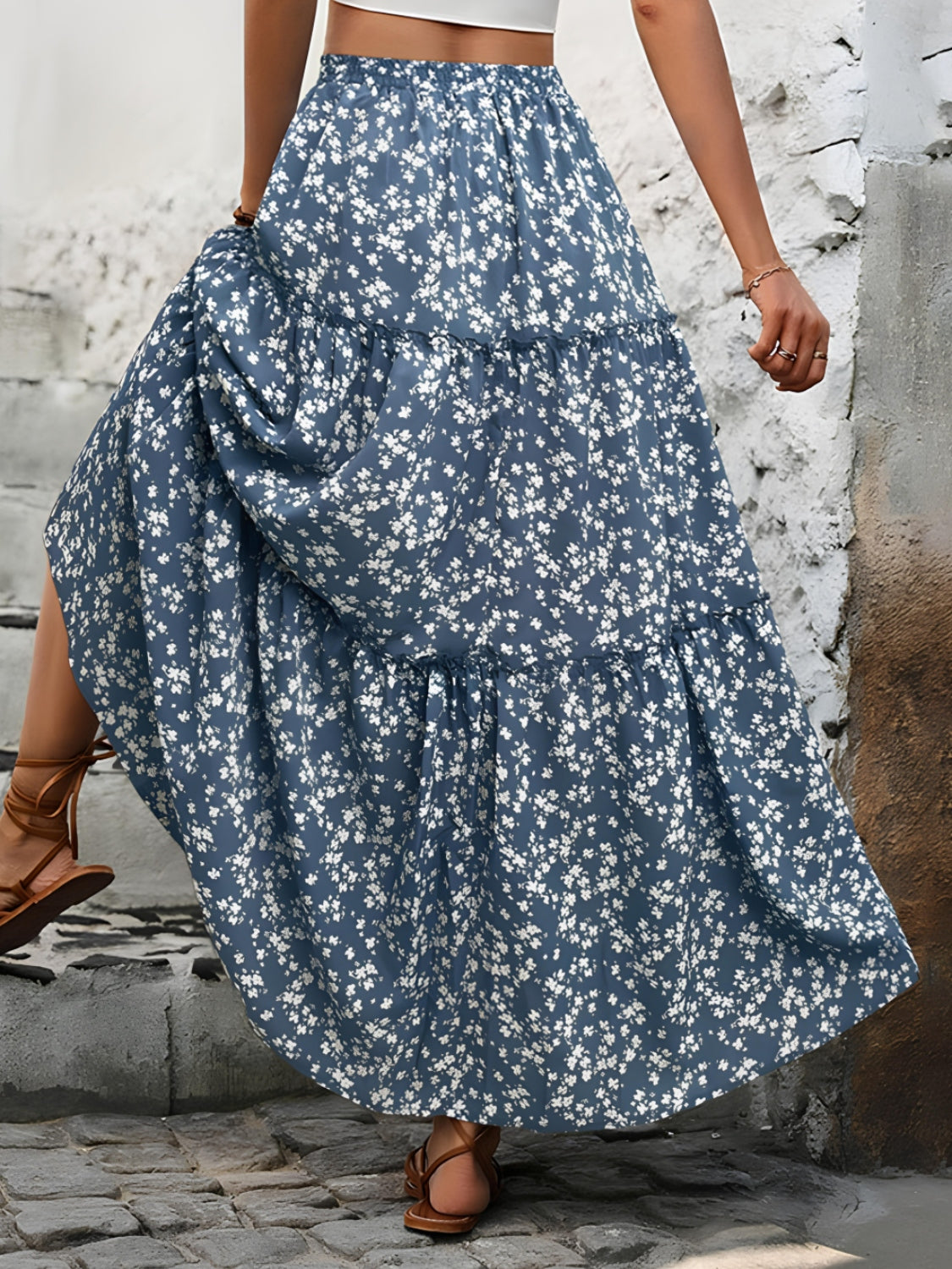 Tiered Floral Maxi Skirt