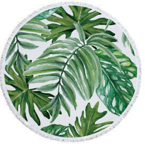 palm leaf round printed beach towel