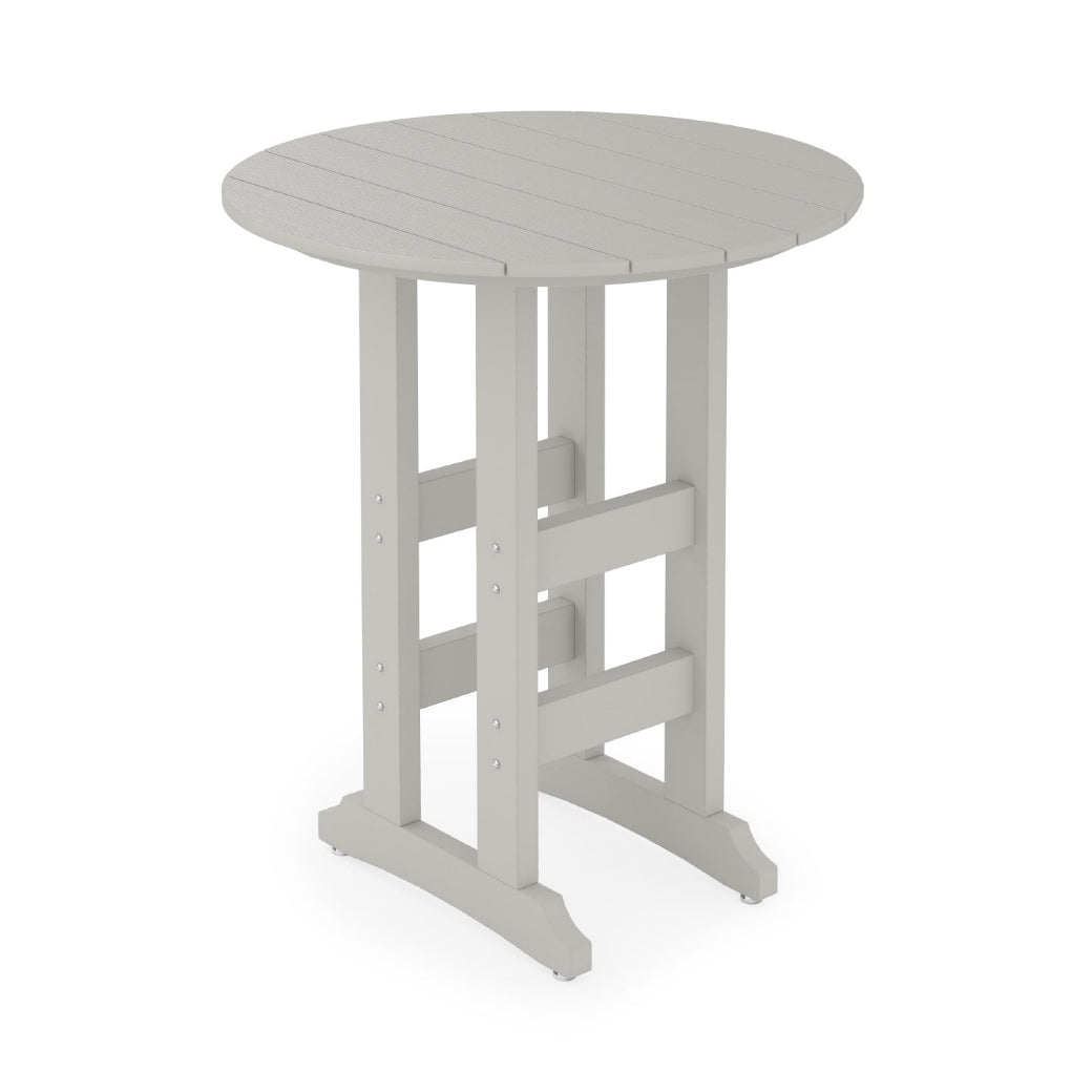 Round gray table on a white background