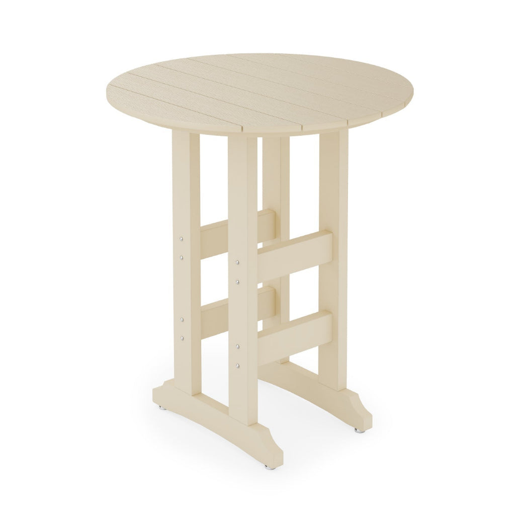 Beige round table on a white background