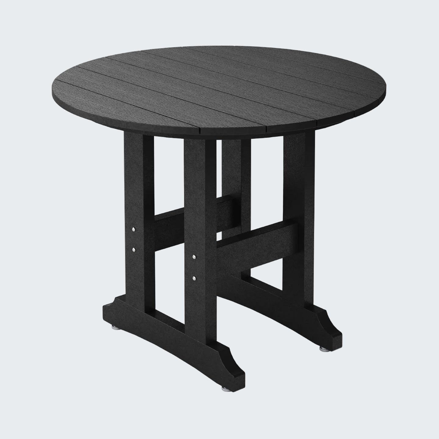 Black round table on a white background