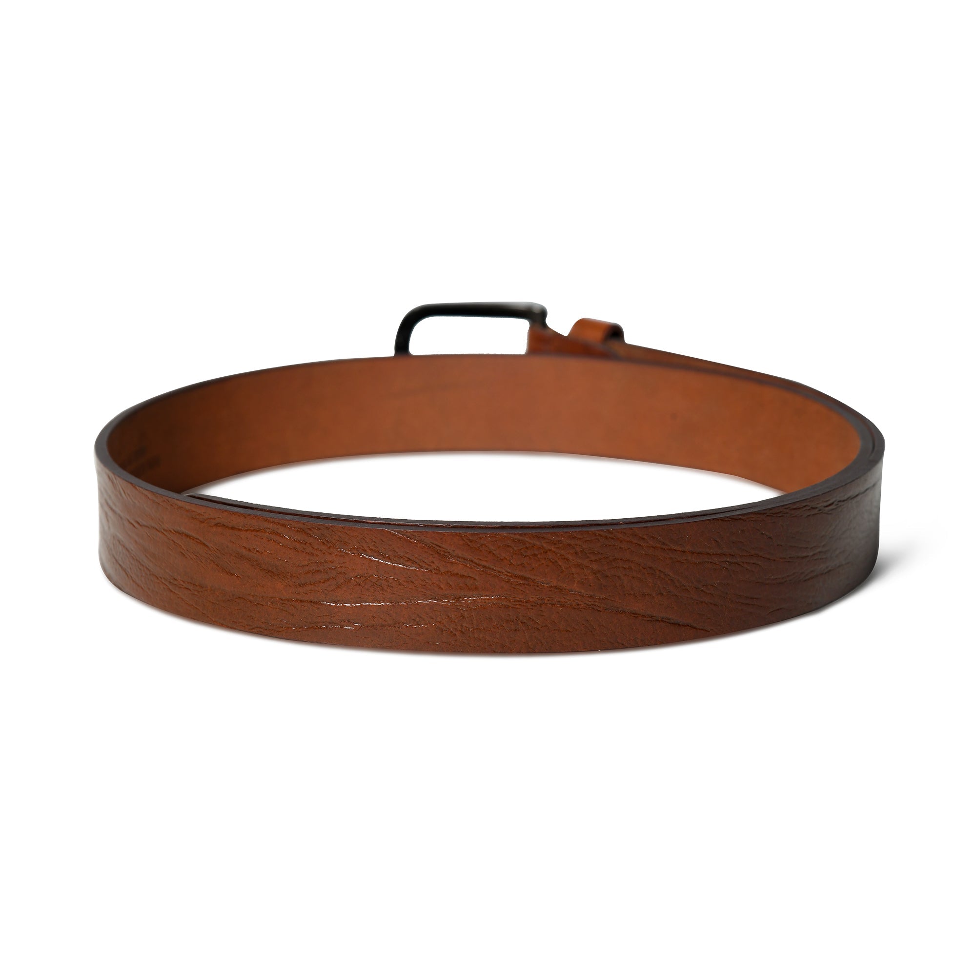 Brown leather belt on a white background