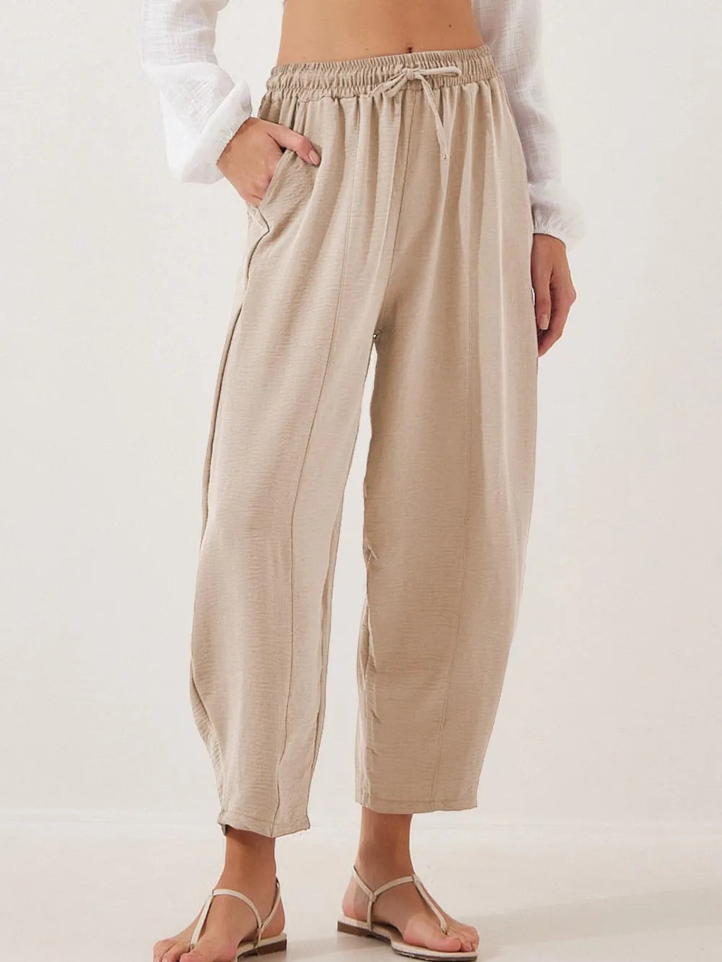 Full Size Drawstring Cropped Jogger Pants Plus Size