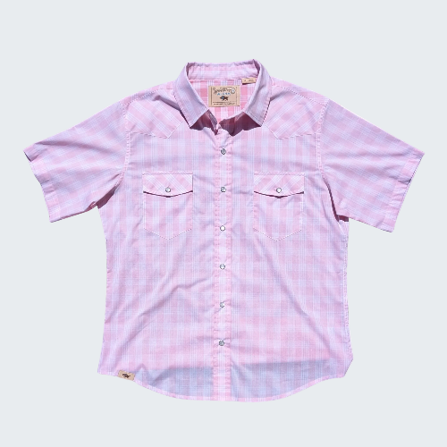 Pink checkered shirt on a white background
