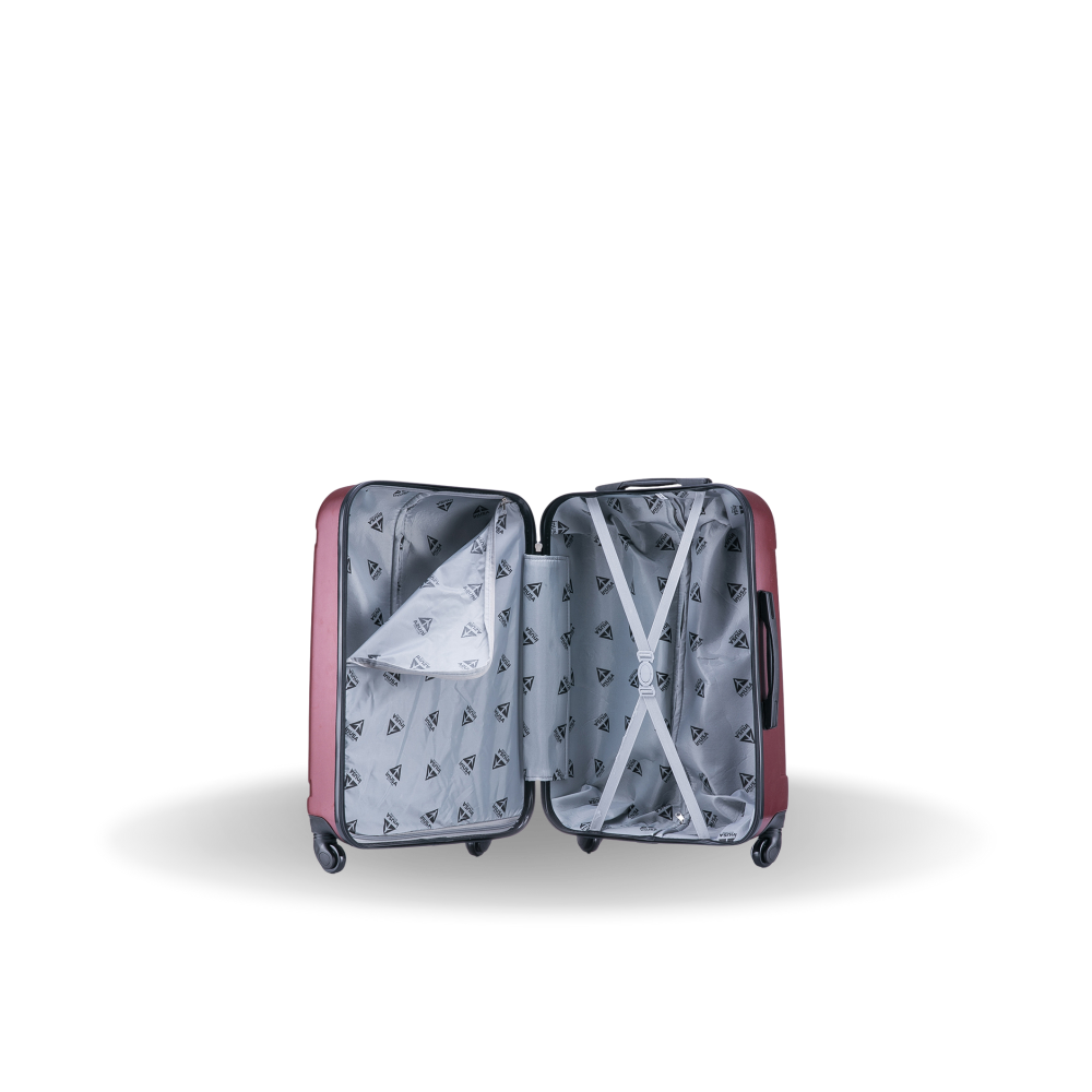 Open suitcase with interior view on a white background