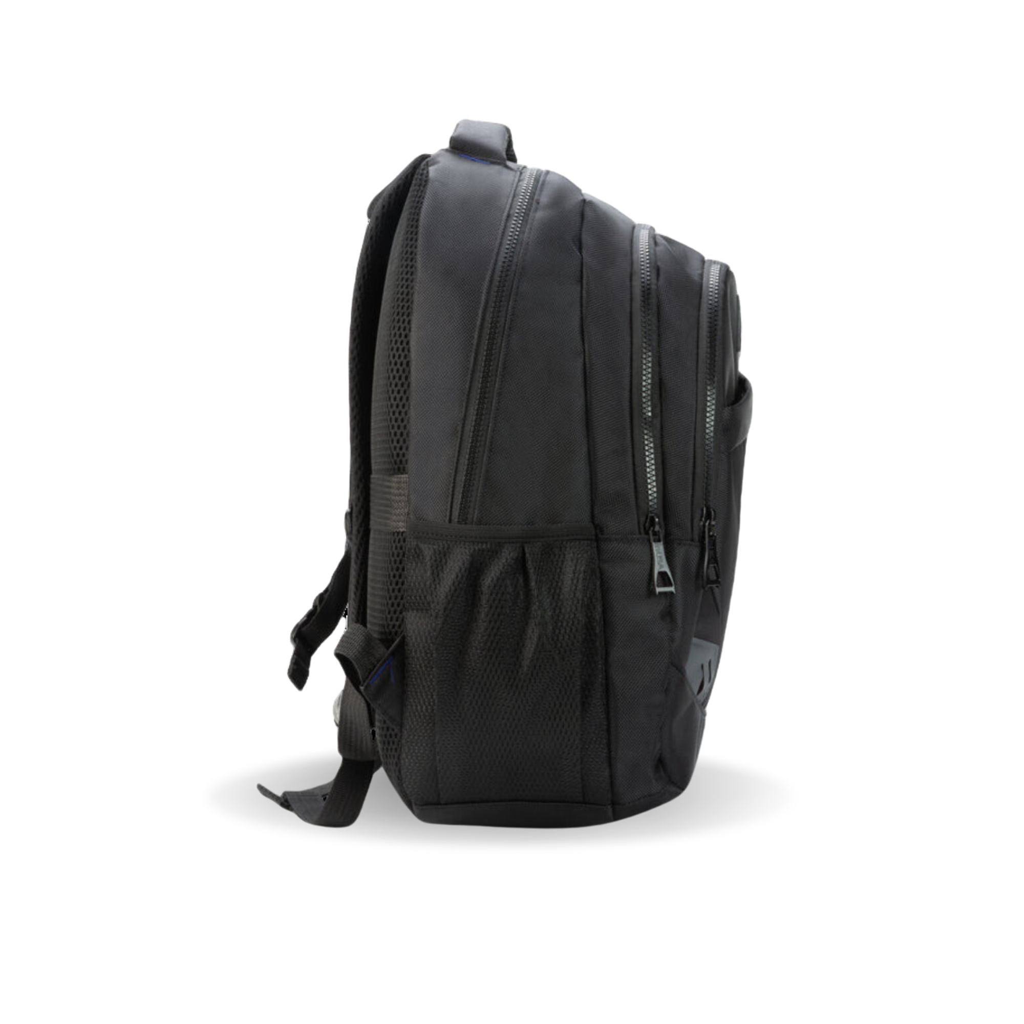 Black backpack on a white background