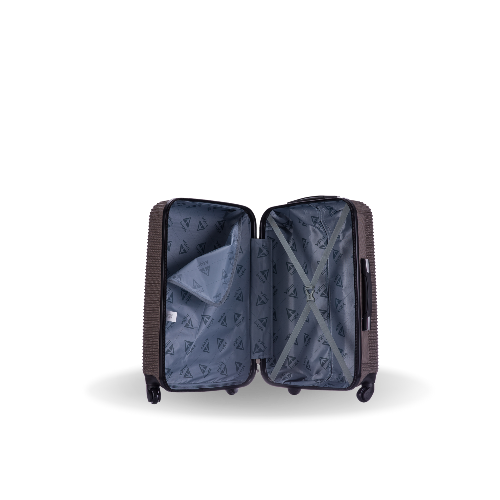 Open suitcase with interior view on a white background