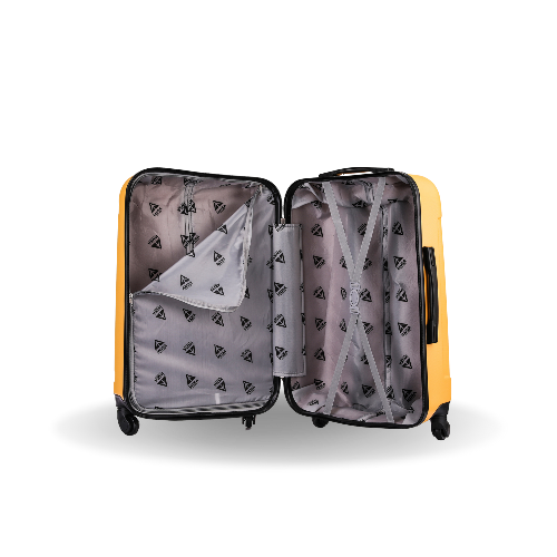 Yellow suitcase with interior
