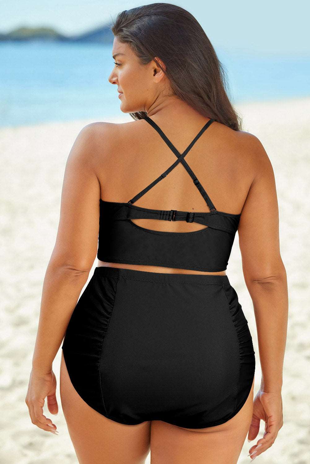 Halter Neck Crisscross Ruched Two-Piece Swimsuit - Sun of the Beach Boutique