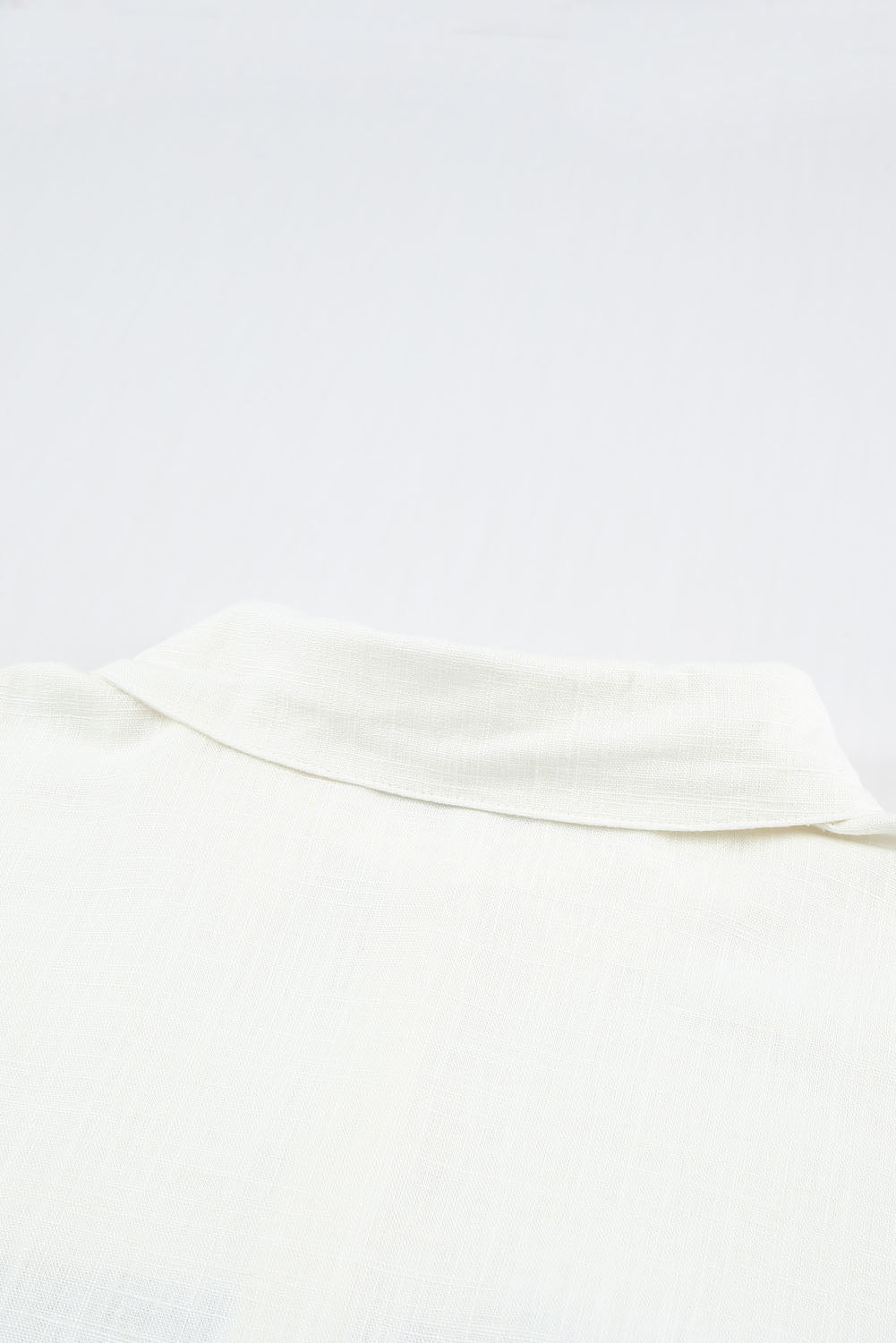 White Textured Solid Color Basic Shirt