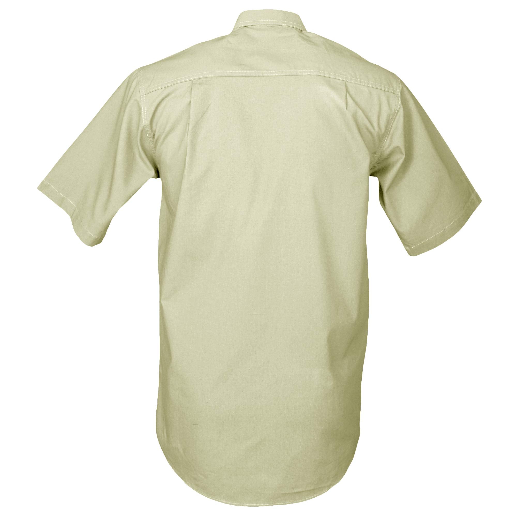 Beige short-sleeve shirt on a white background