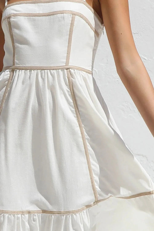 Contrast Trim Square Neck Midi Cami Dress