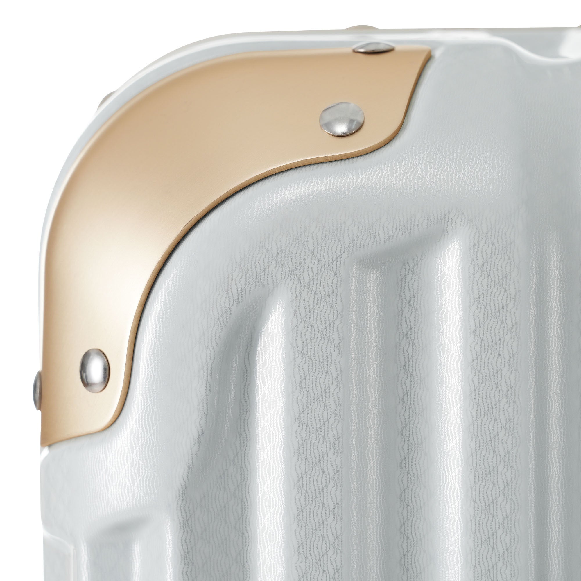 White Aluminum Frame Luggage with USB Port Carry-On Suitcase