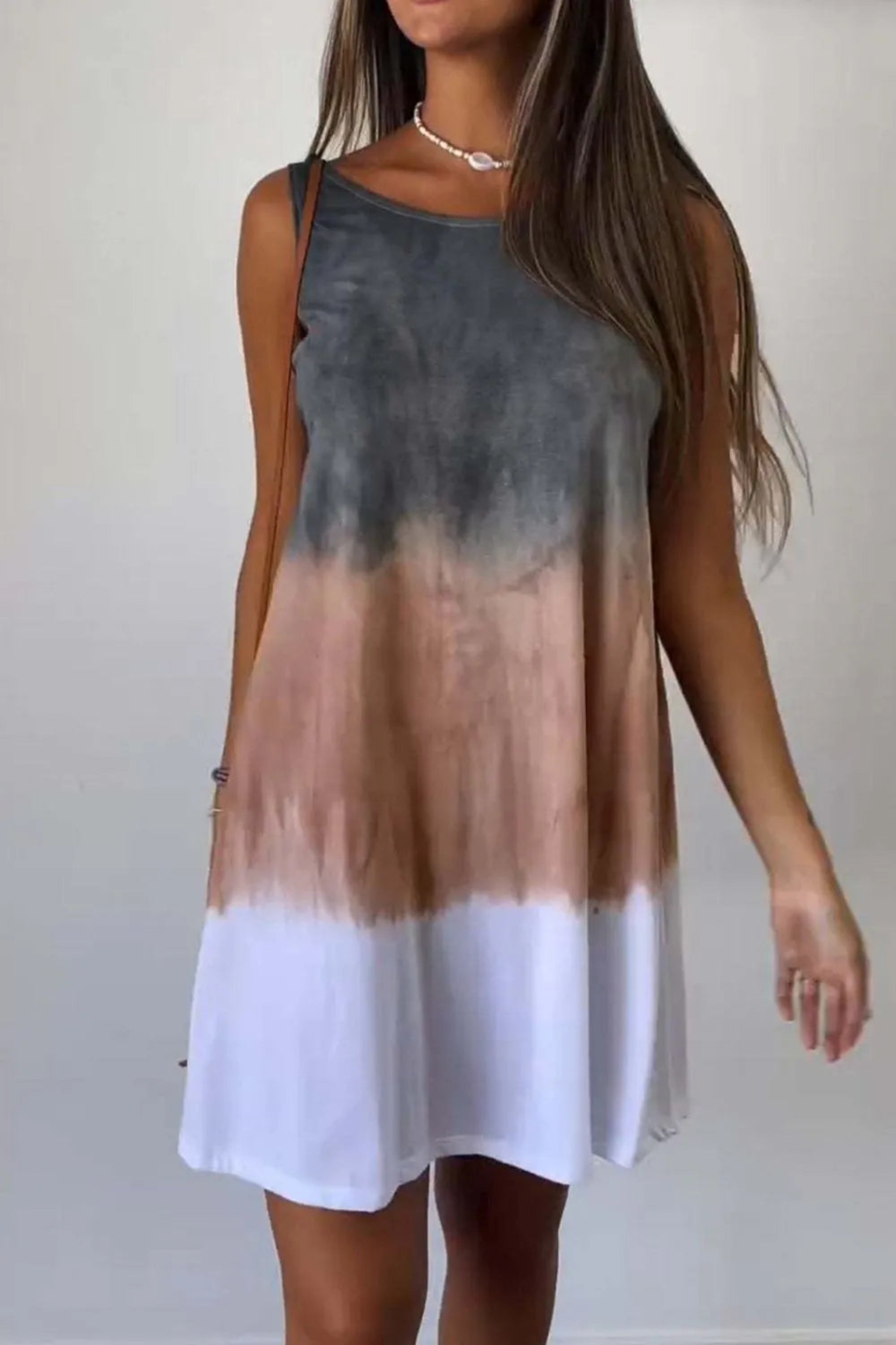 Full Size Tie-Dye Sleeveless Mini Tank Dress