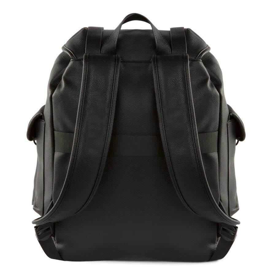 Black backpack on a white background