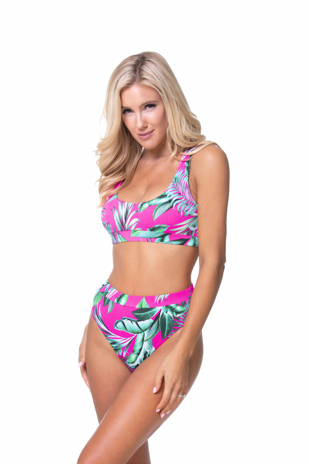 Beach Joy Bikini Ribbed Elastic Band Bikini Set