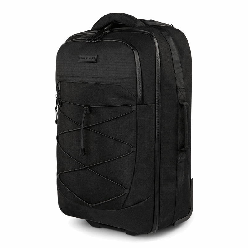 Black backpack on a white background