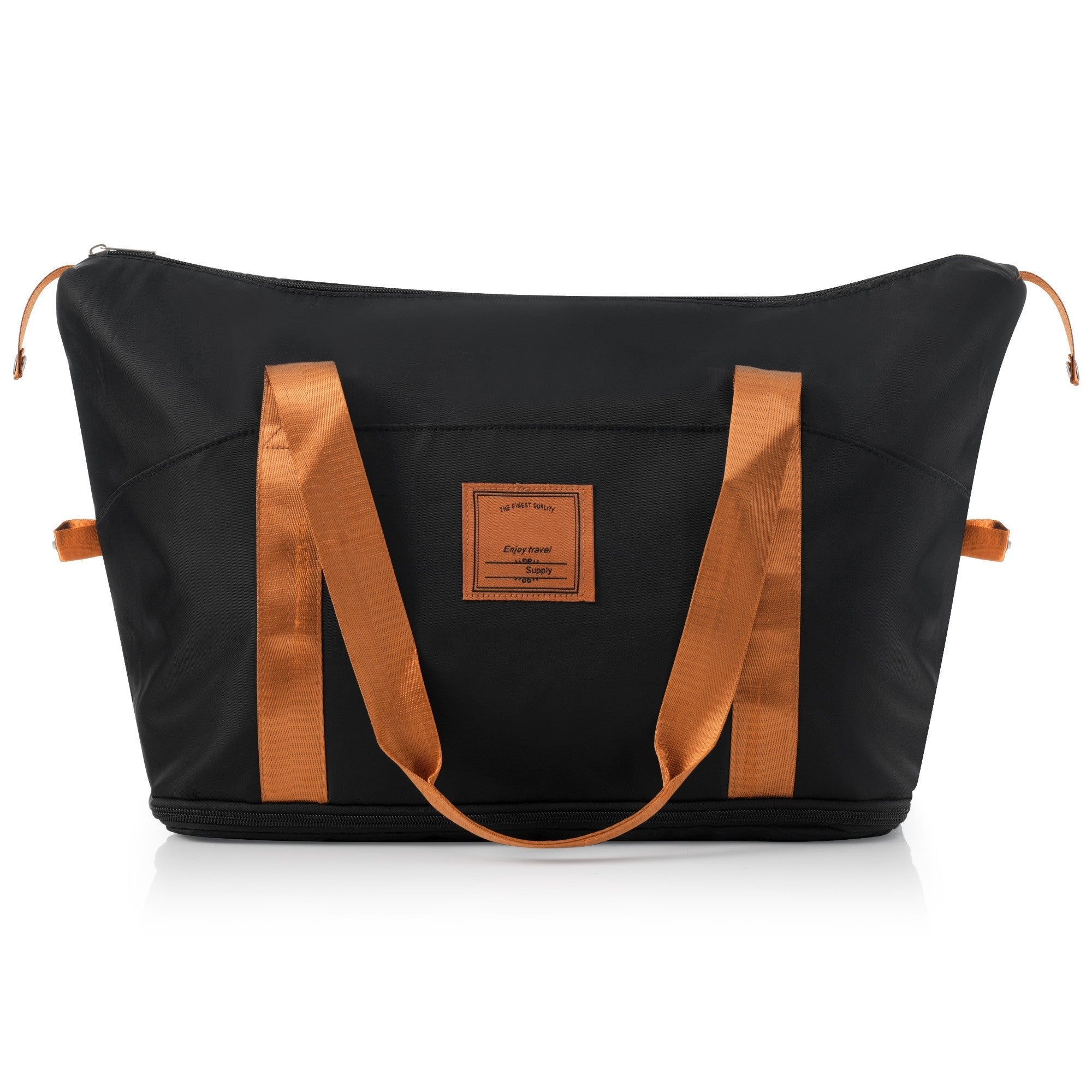Black and Brown Expandable ABS Durable Suitcase with Travel Bag