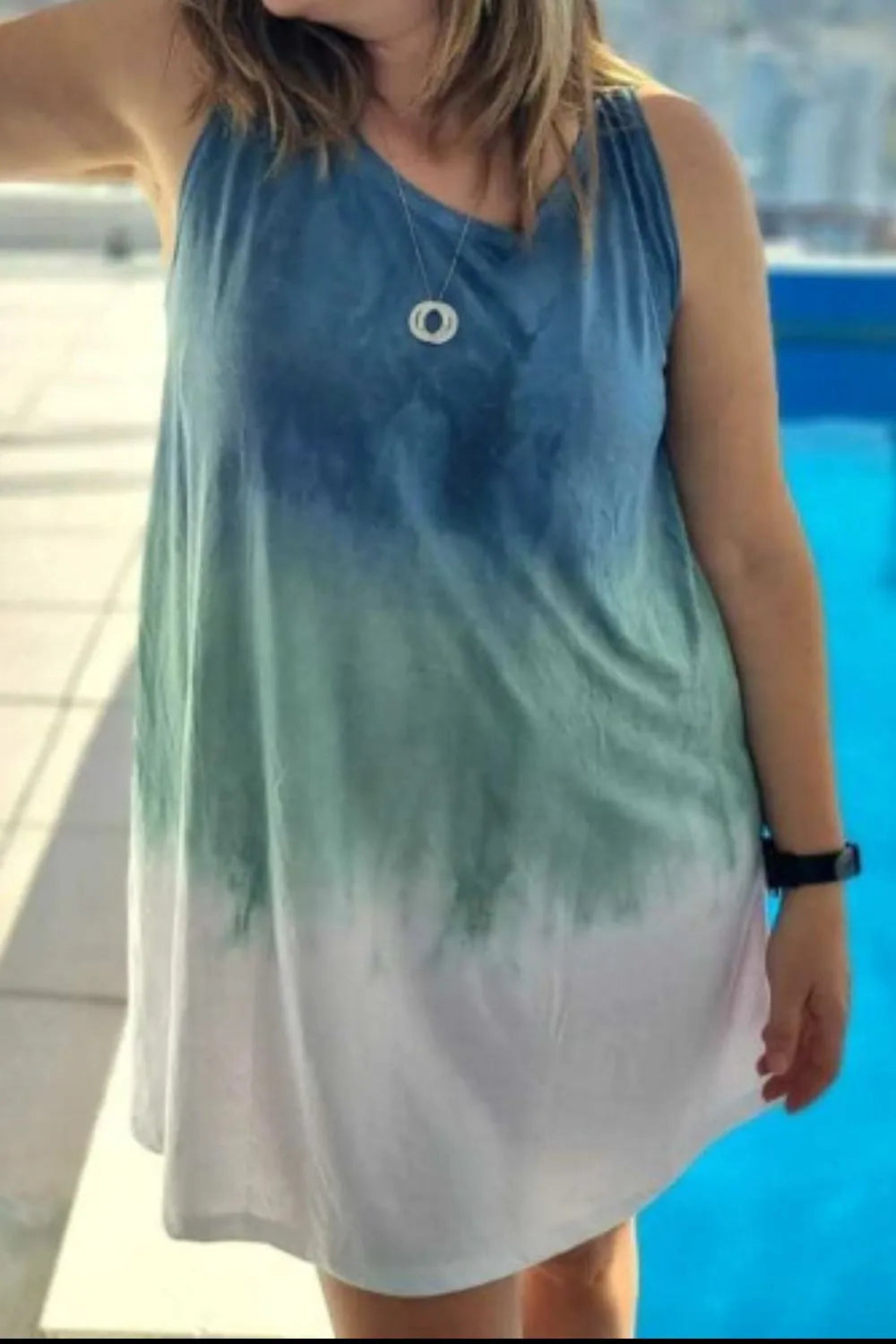 Full Size Tie-Dye Sleeveless Mini Tank Dress