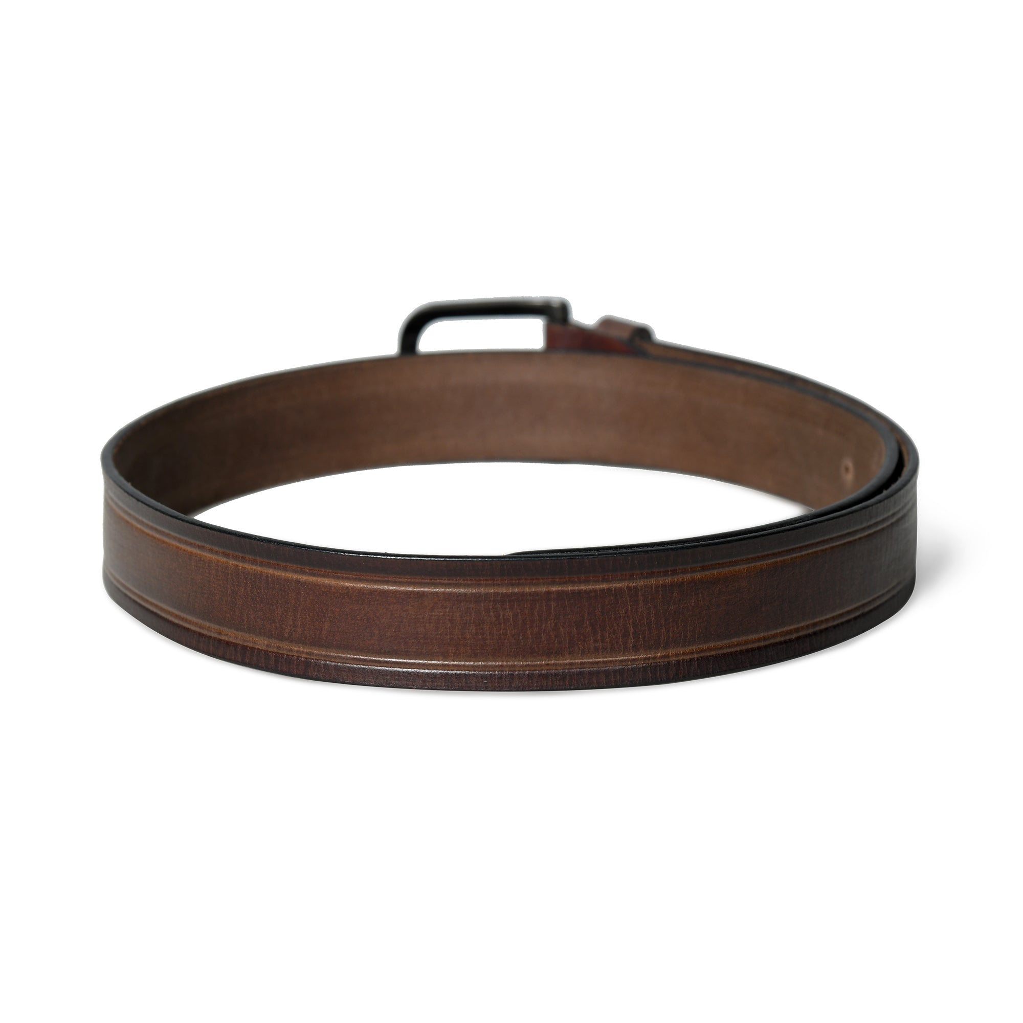 Brown leather belt on a white background