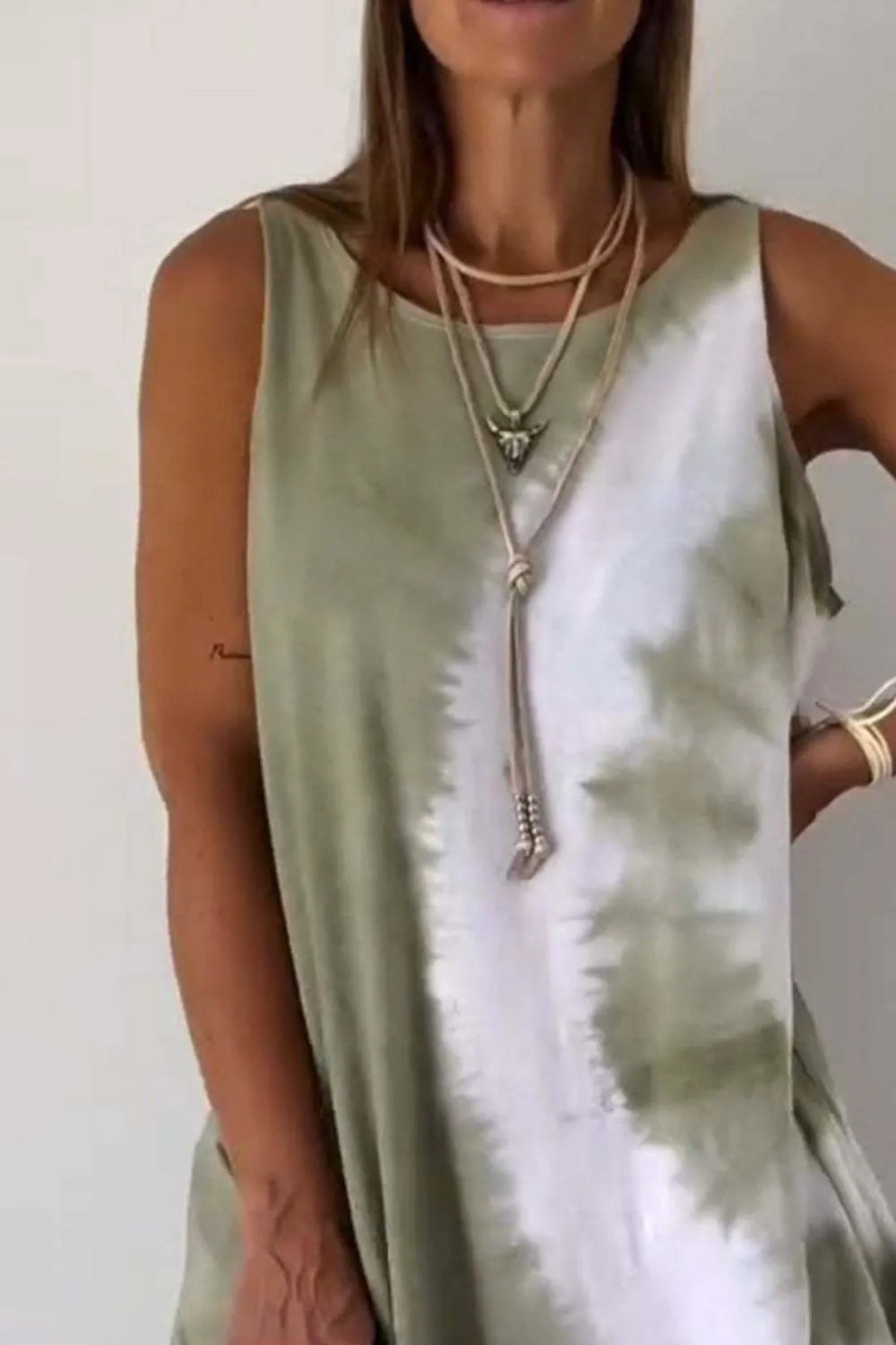 Full Size Tie-Dye Sleeveless Mini Tank Dress