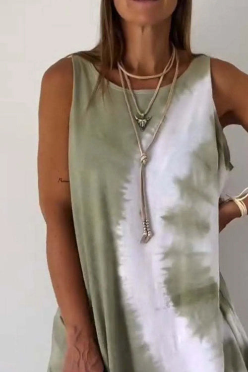 Full Size Tie-Dye Sleeveless Mini Tank Dress