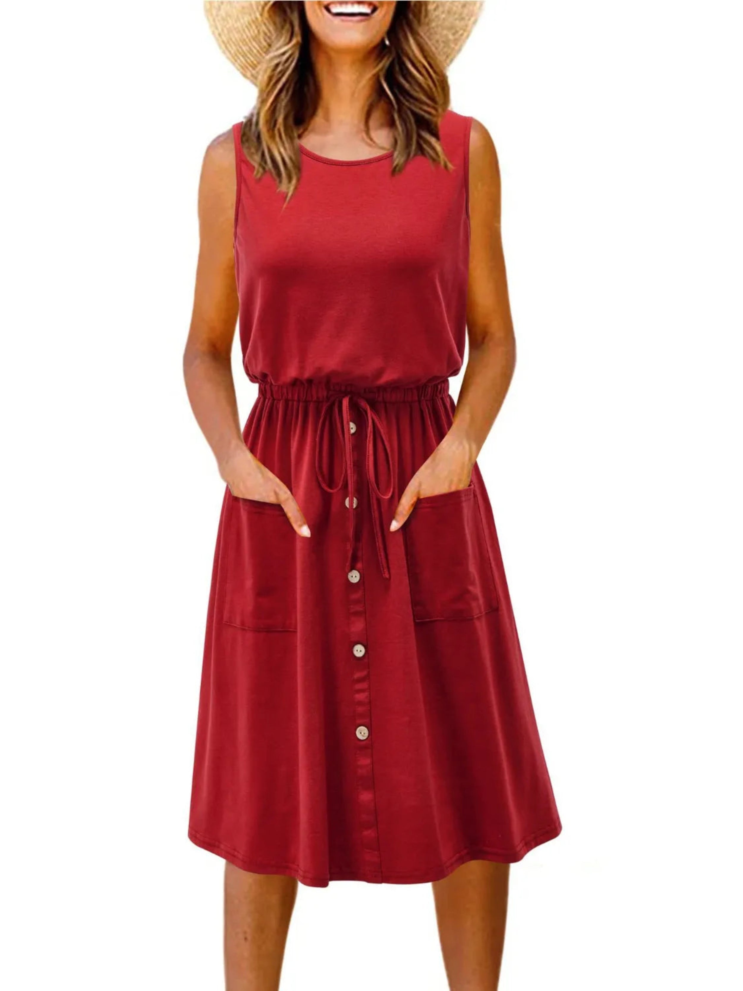 Full Size Round Neck Sleeveless Tank Dress