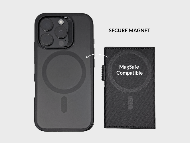 Phone case with MagSafe compatibility feature on a light gray background