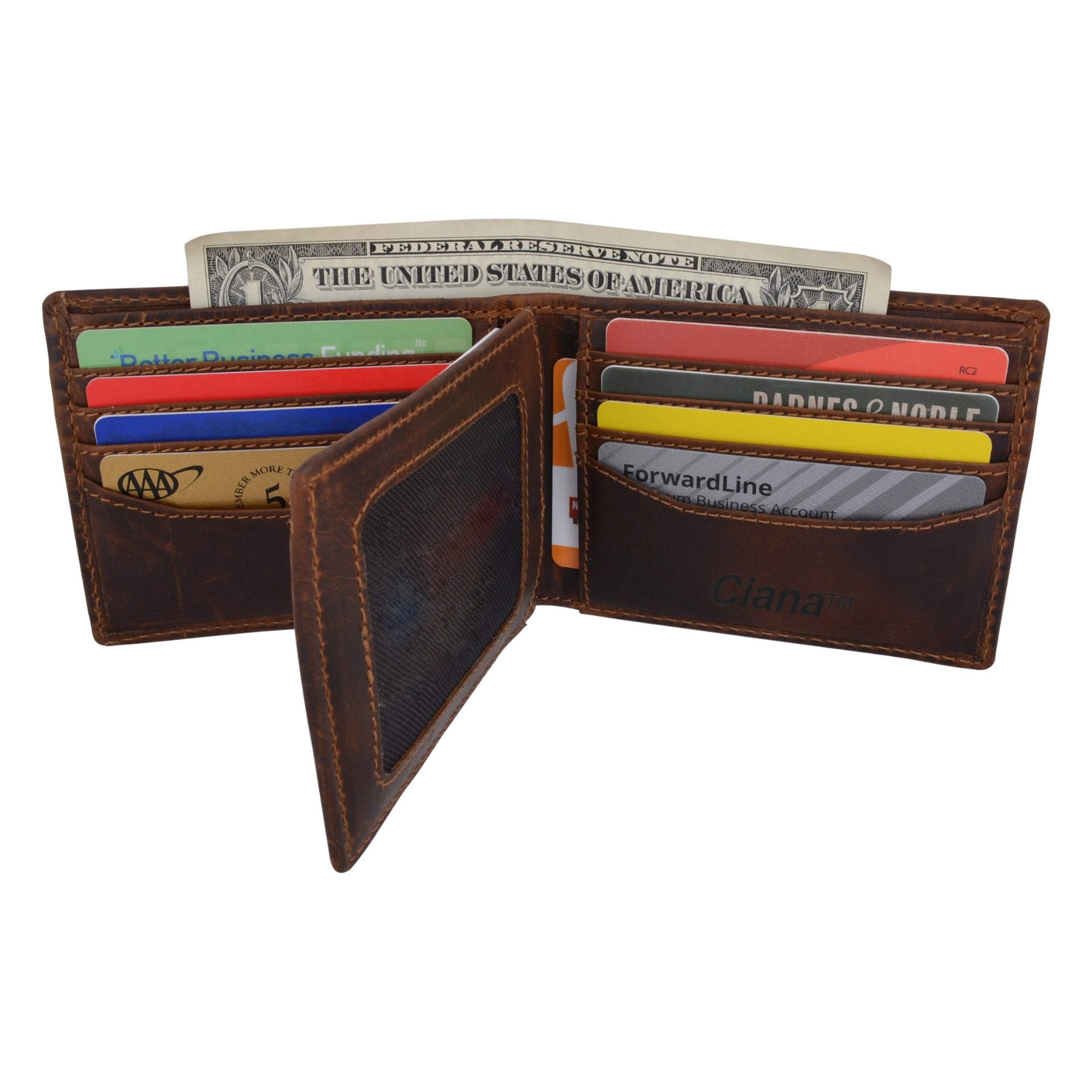 Large Genuine Leather RFID Blocking Bifold Wallet