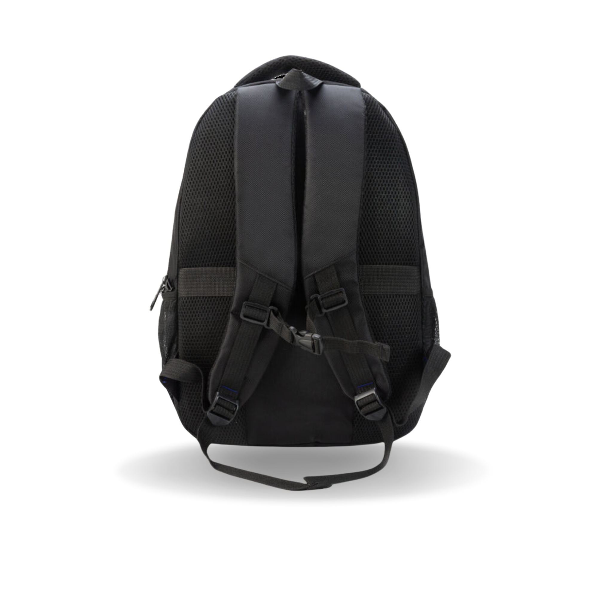 Black backpack on a white background