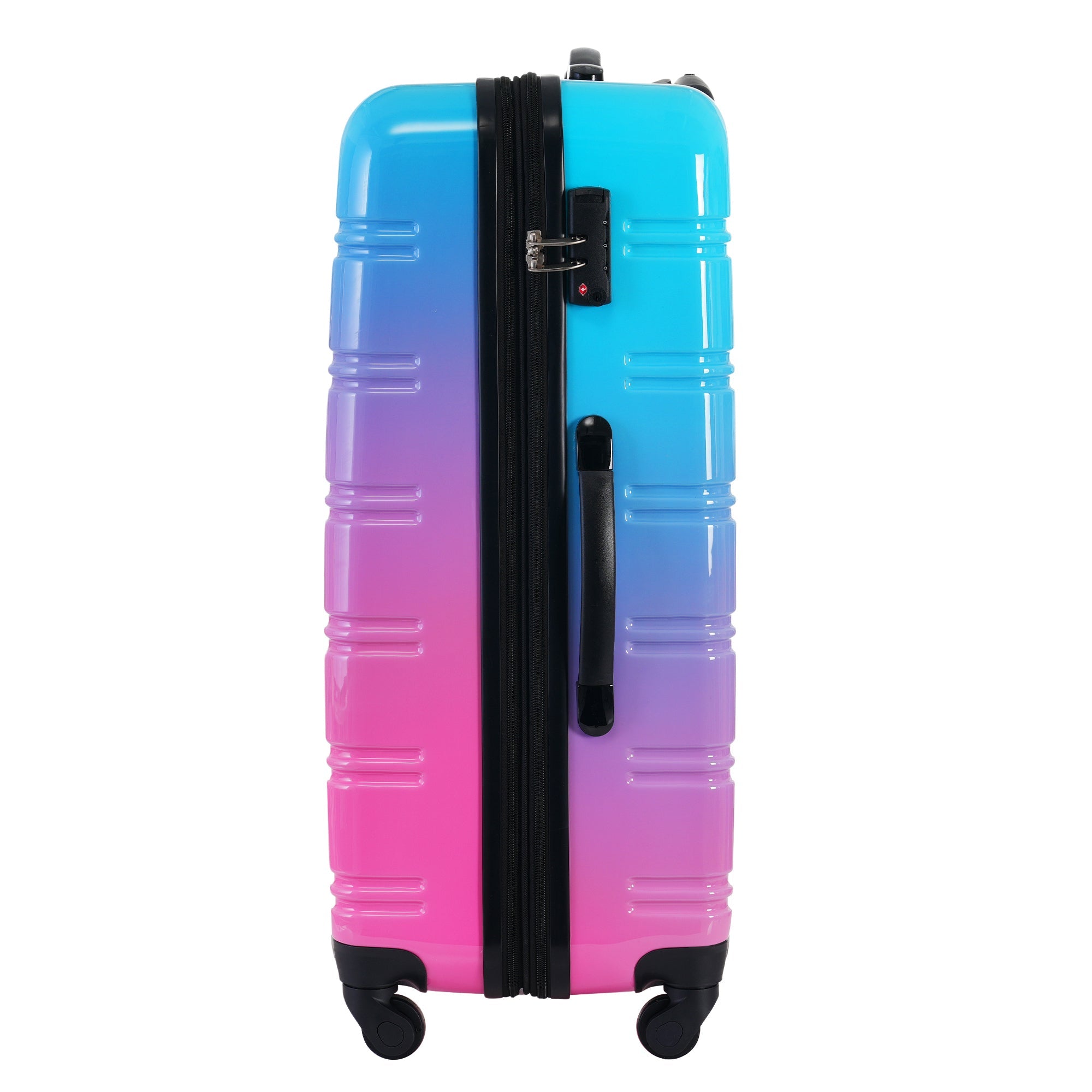 Blue and Pink Three Piece Hardshell Luggage Set