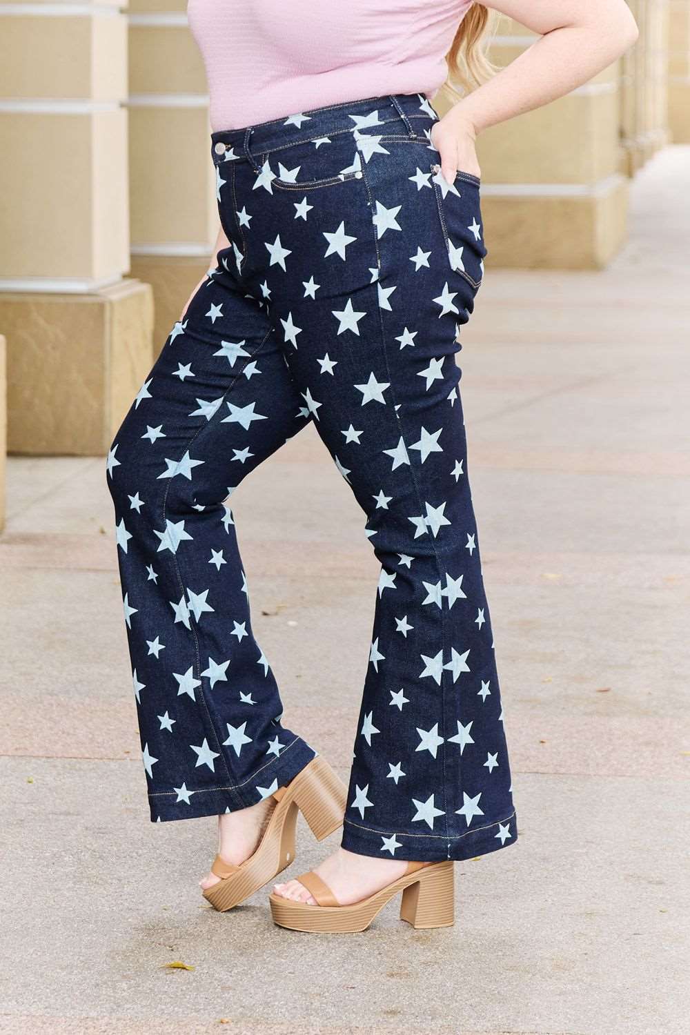 Judy Blue Janelle High Waist Star Print Flare Jeans - Sun of the Beach Boutique