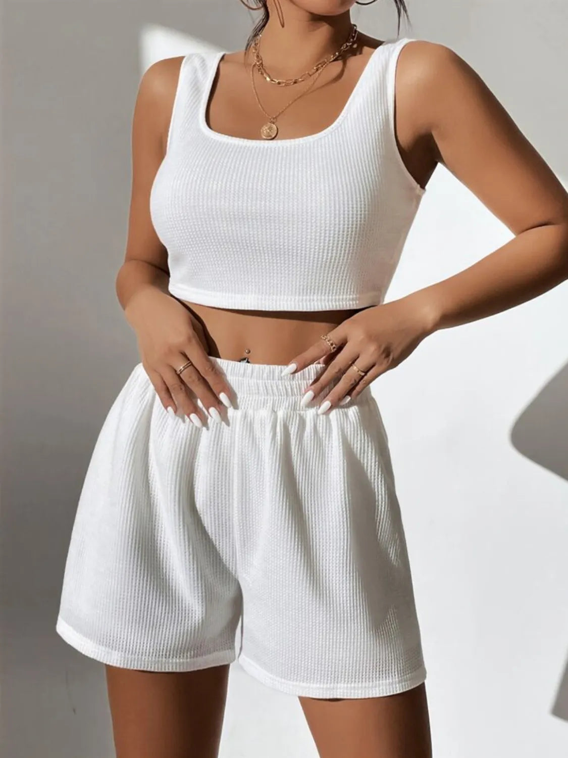 Full Size Wide Strap Tank and Shorts Set