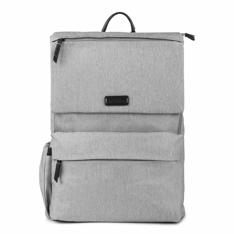 Gray backpack on a white background