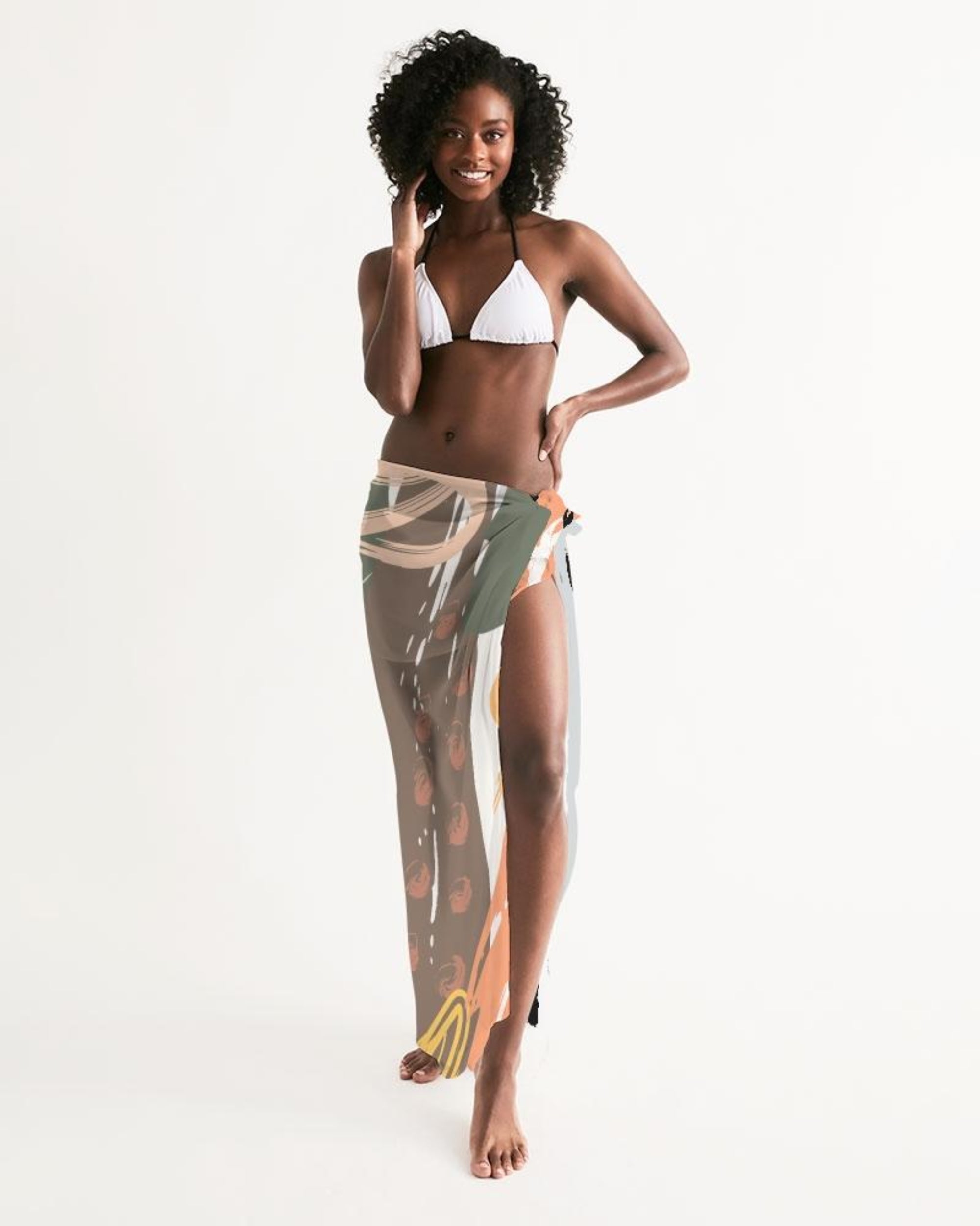 Sheer Circular Multicolor Green Sarong