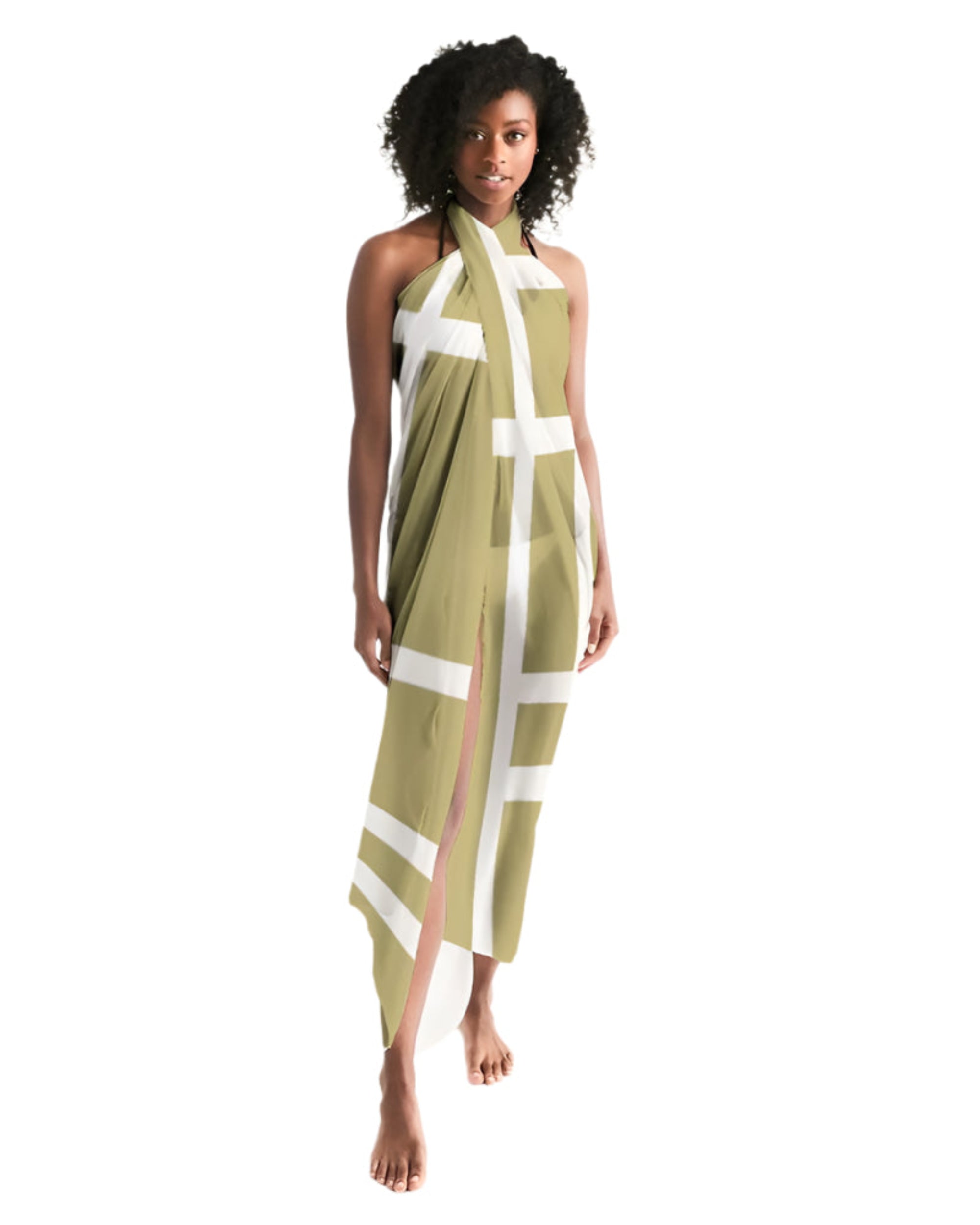 Geometric Beige and White Sarong