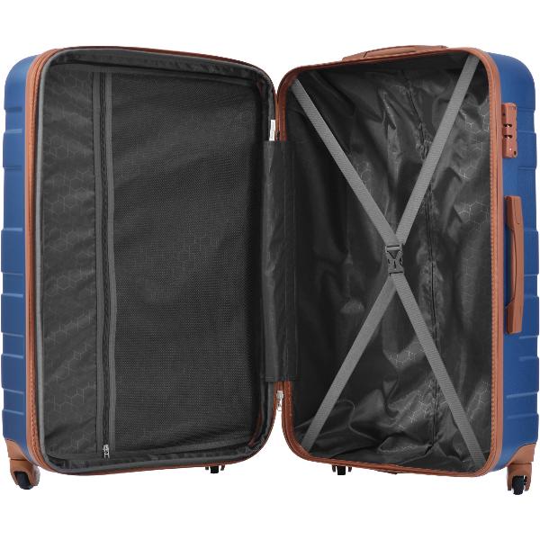 Blue Expandable ABS Hardshell Three Piece Luggage Set