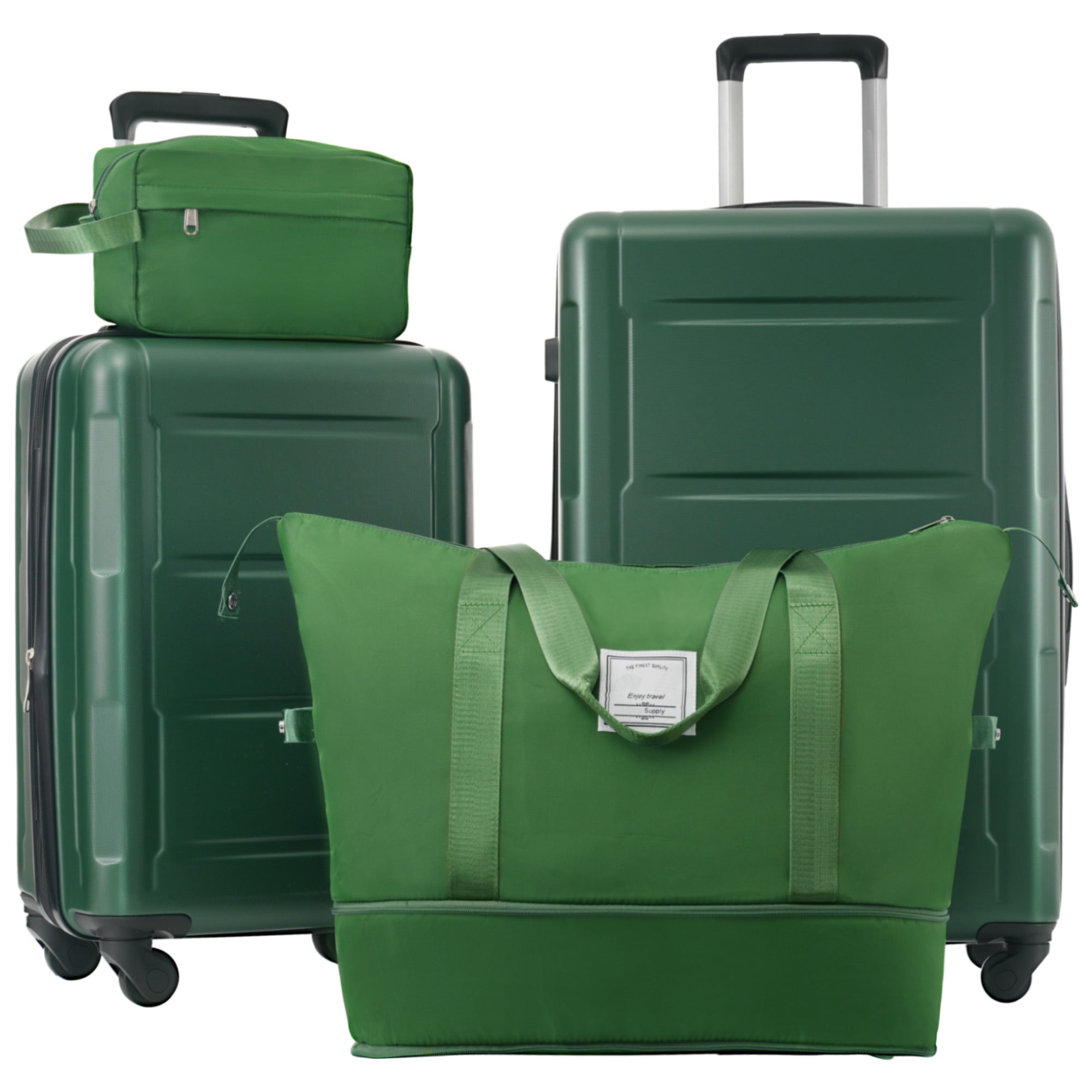 Green Luggage Set with Bags Expandable Spinner Wheels ABS Lightweight Suitcase with TSA Lock