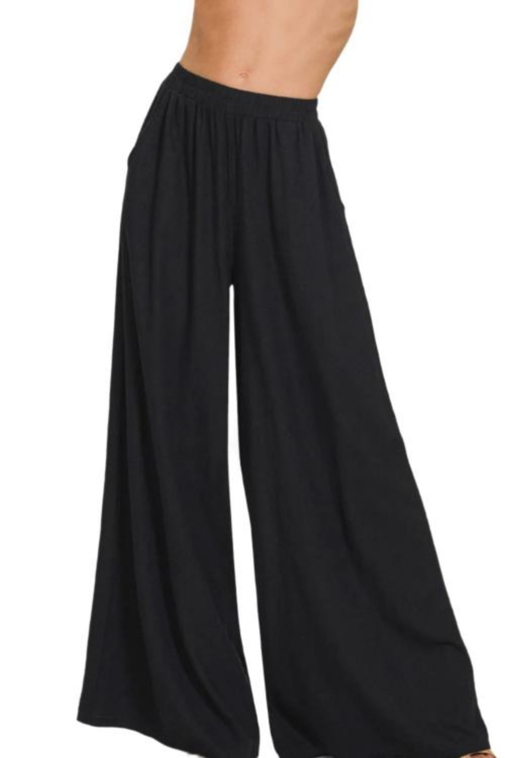 Zenana Pleated Linen Blend Wide Leg Pants